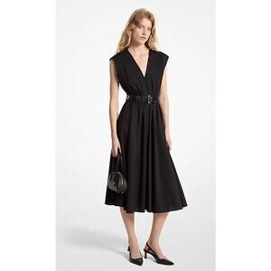 MICHAEL Michael Kors Black Midi Wrap Dress